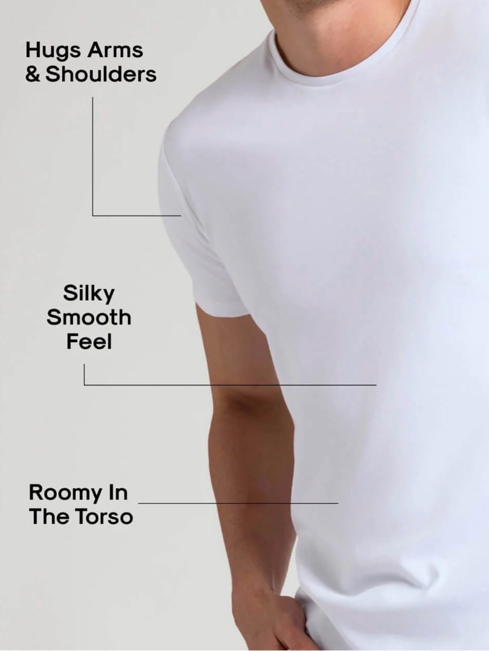 Men's White Short Sleeve Crew Neck Tee - Smooth, Roomy Fit
